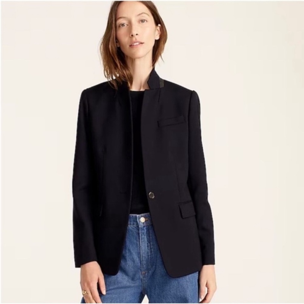 JCrew Regent Blazer In Wool Blend Flannel Black Petite Size 6 Women Style B0327